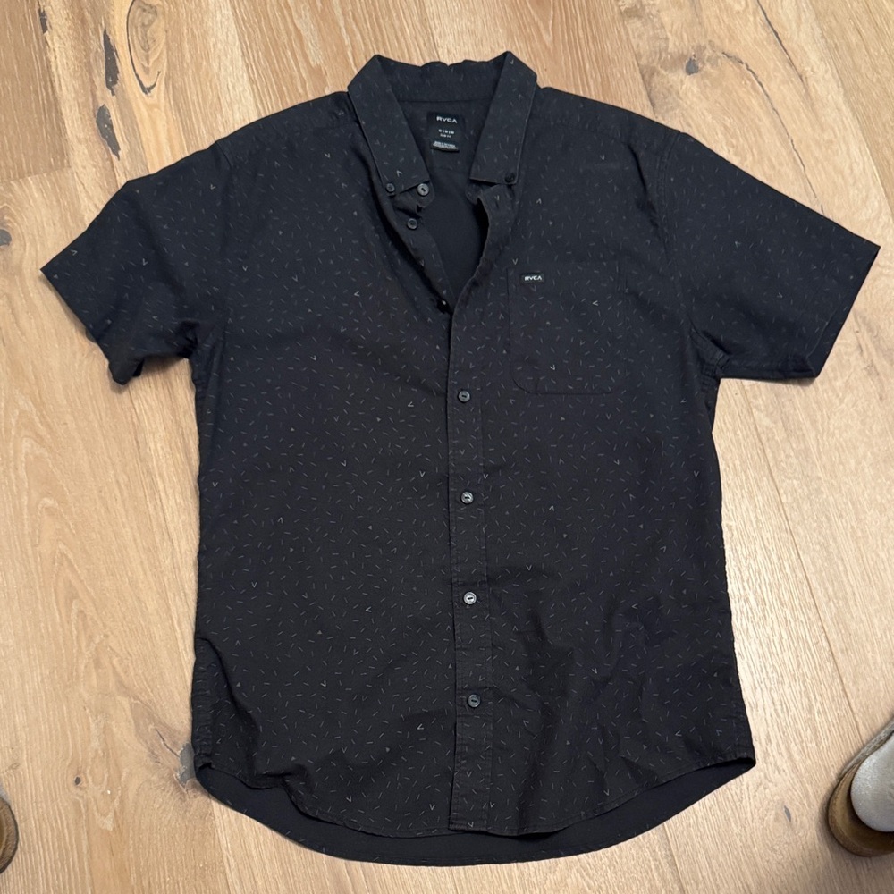 RVCA Black Patterned Button-Down Shirt